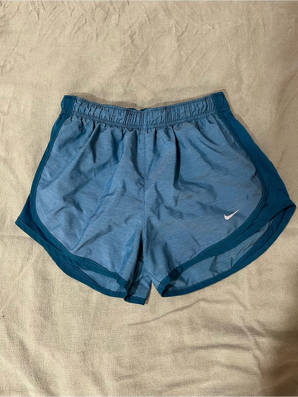 Nike Women's Light Blue Athletic Shorts with Teal Trim